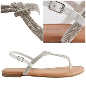 Torrid NWT Embellished Knot T-Strap Sandal Size 6.5(WW) Rhinestone Ankle Buckle